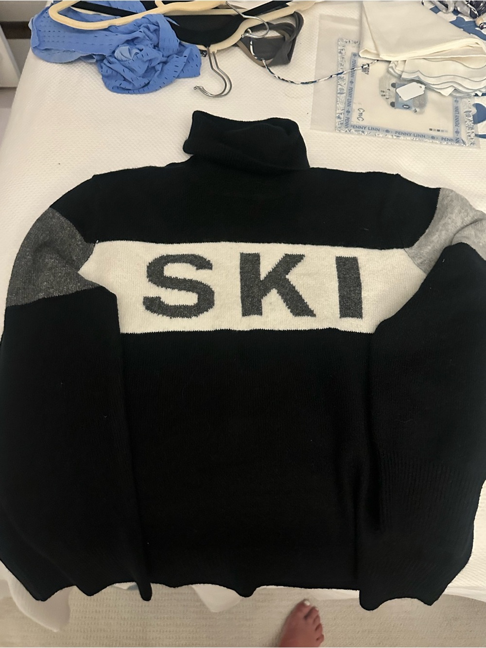 CeCe Black & White 'SKI' Turtleneck Sweater